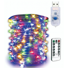 Світлодіодна гірлянда USB RGB, 10 м, 100 світлодіодів, 8 режимів, з пультом