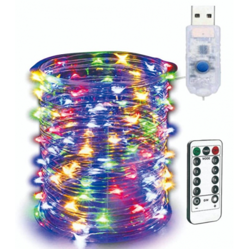 Світлодіодна гірлянда USB RGB, 10 м, 100 світлодіодів, 8 режимів, з пультом