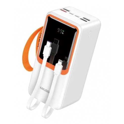 Павербанк Power Bank Kakusiga KSC-1090 50000mAh Fast Charge (4USB-A+USB-C/22.5W) + cable Lightning/Type-C- білий