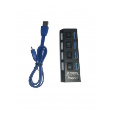USB HUB Aspor 4USB/3.0- чорний